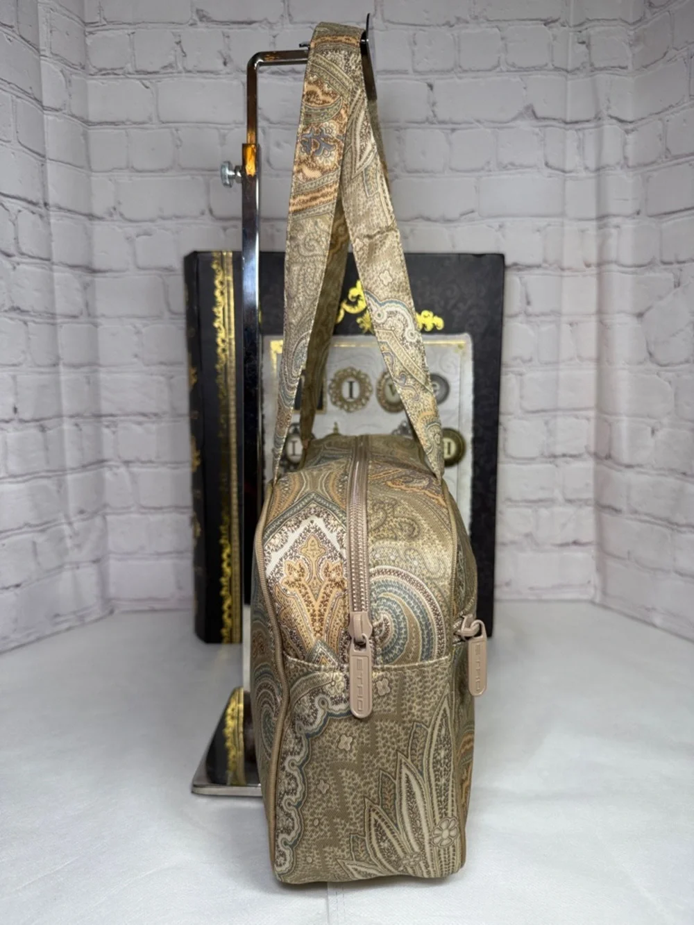 Etro Profumi Paisley Canvas Large Shoulder Bag 11.75x6.5x3.25in NWOT - Picture 11 of 14